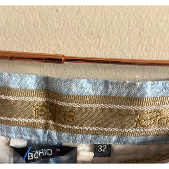 BOHIO Mens Linen Shorts Light Blue Casual Summer Waist Size 32 Inseam 9” - Picture 8 of 10